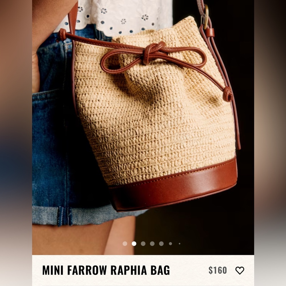 Sezane Mini Farrow Raphia Bag Natural Raffia EUC